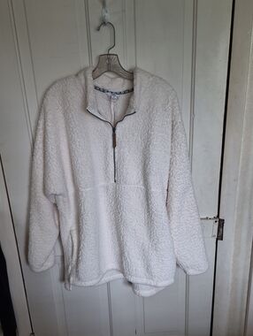 Time and Tru Cream Sherpa Half-Zip Pullover Jacket